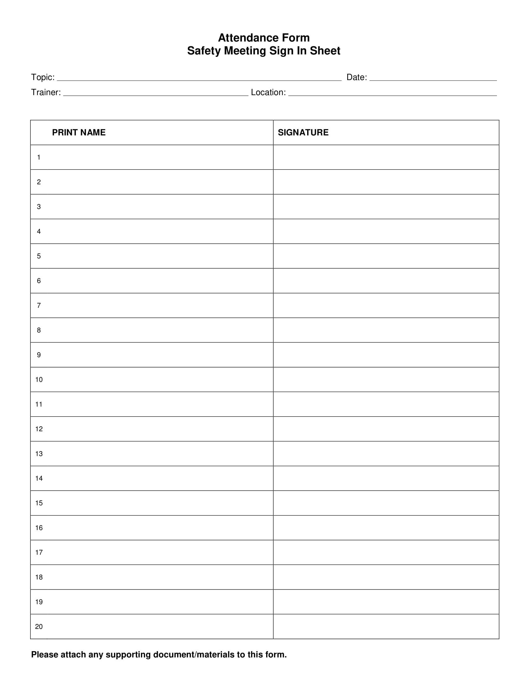 Employees Sign In Sheet 9 Employee attendance form Examples Pdf Word