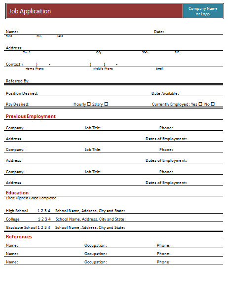 Employment Application Word Template Job Application Template Best Sample that Works