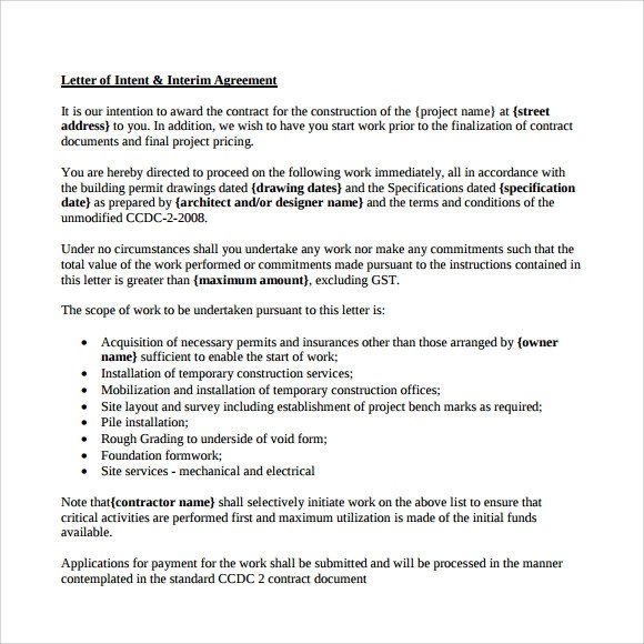 Employment Letter Of Intent 10 Letter Of Intent for Employment Samples Pdf Doc