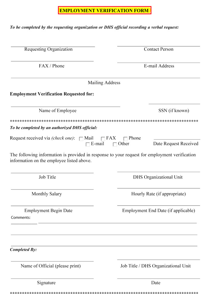 Employment Verification forms Template 5 Employment Verification form Templates to Hire Best Employee