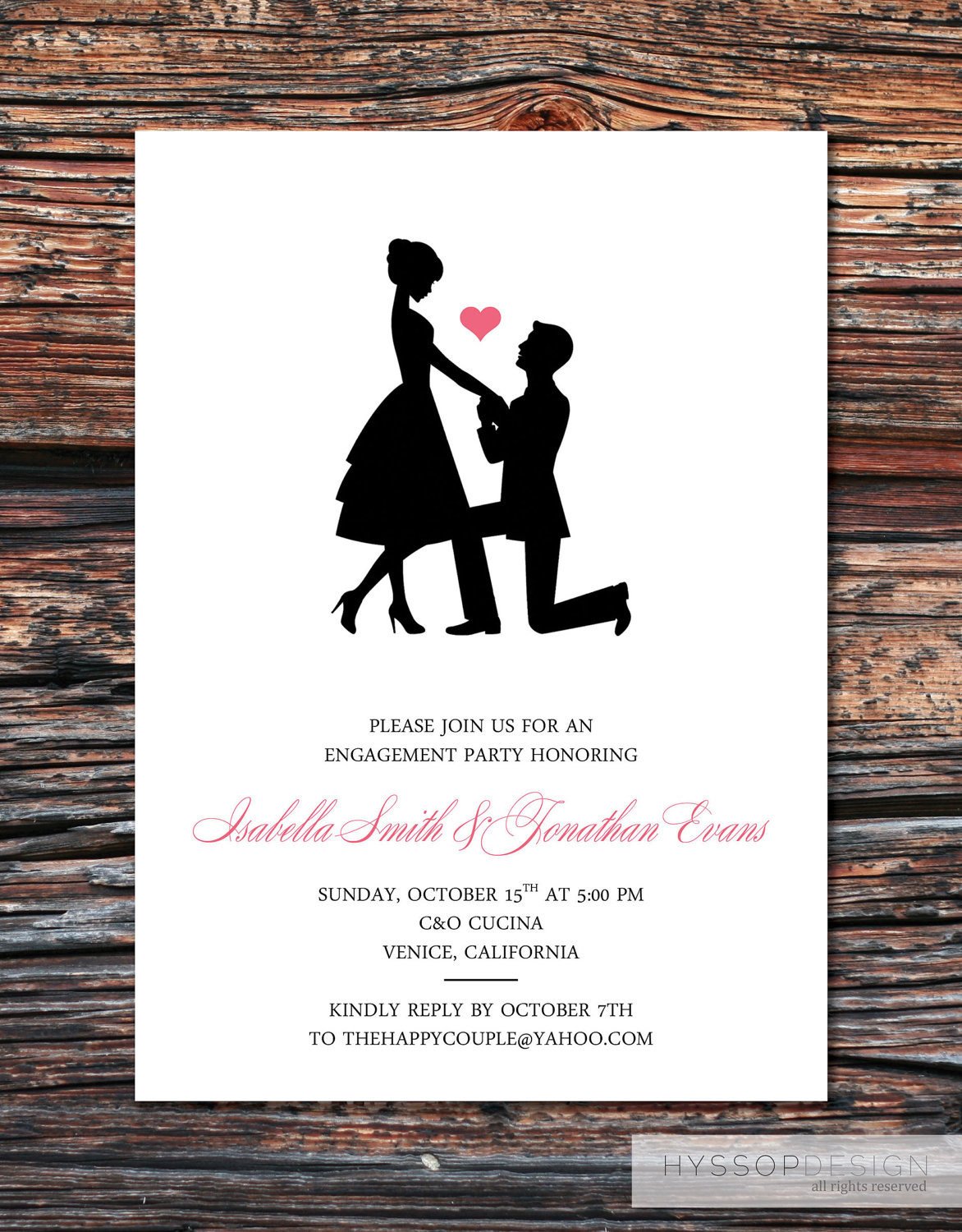Engagement Party Invitation Templates Printable Diy Sweet Silhouette Proposal by Hyssopdesign On