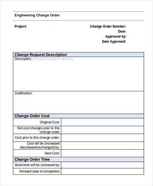 Engineering Change order Template Sample Change order form 9 Free Documents In Doc Pdf