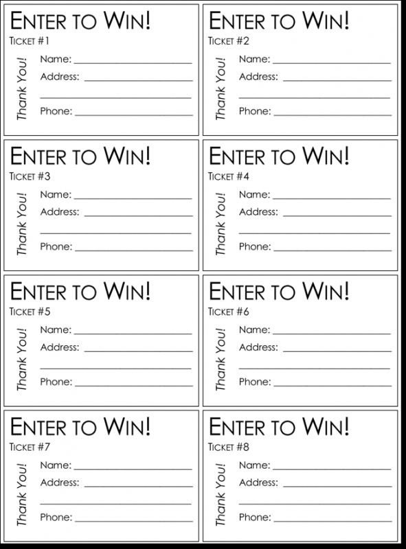 Entry form Template Word Raffle Tickets Template