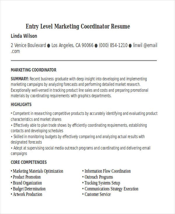 Entry Level Marketing Resume 30 Simple Marketing Resume Templates Pdf Doc