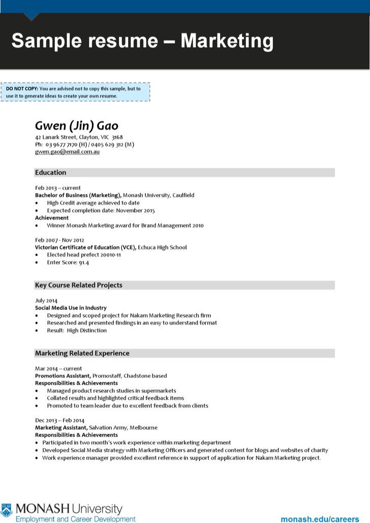 Entry Level Marketing Resume 7 Marketing Resume Template Free Download