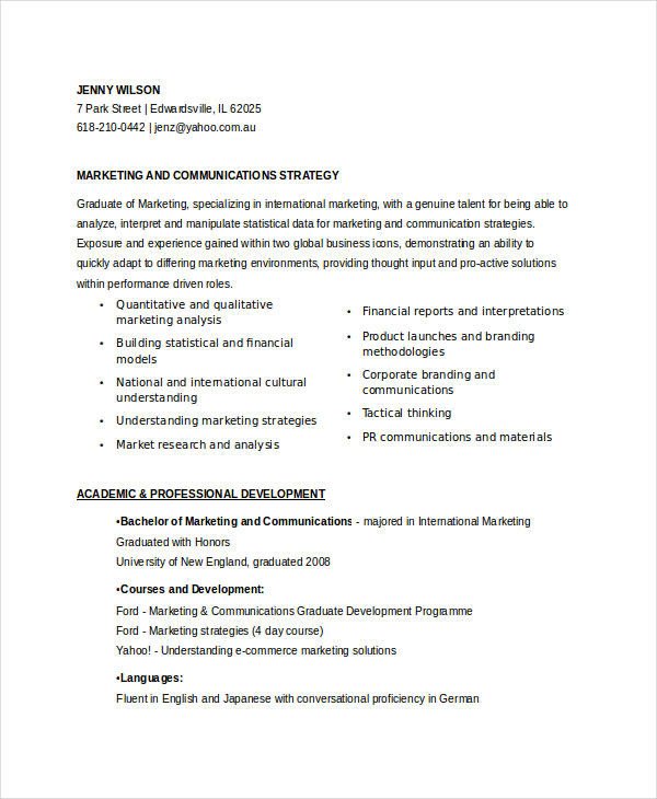 Entry Level Marketing Resume Marketing Resume Samples for Successful Job Hunters