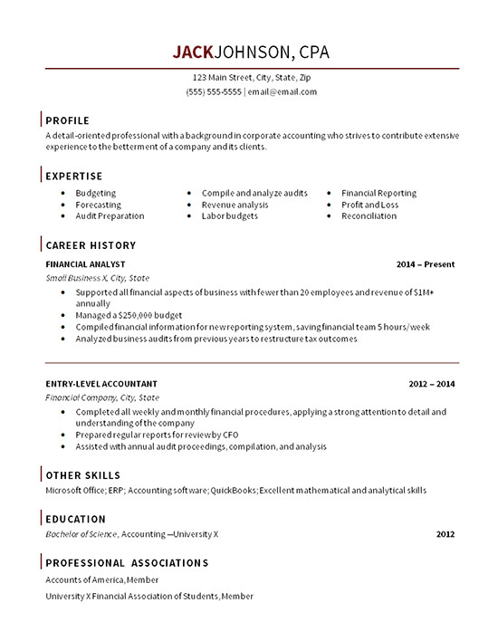 Entry Level Resume Template Entry Level Accountant