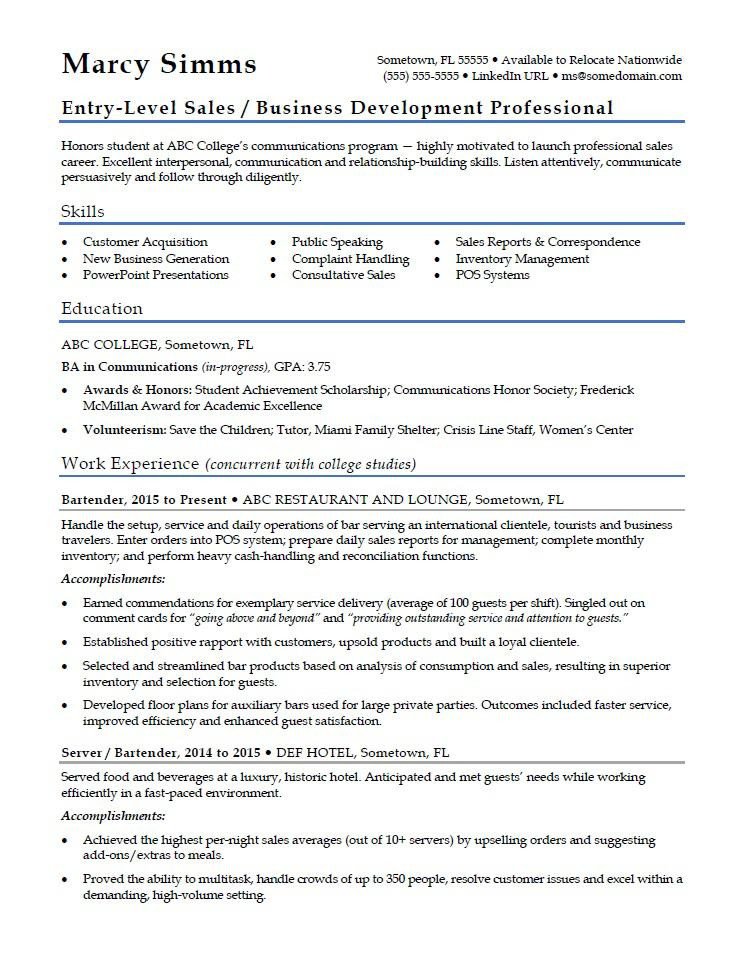 Entry Level Resume Template Entry Level Sales Resume Sample