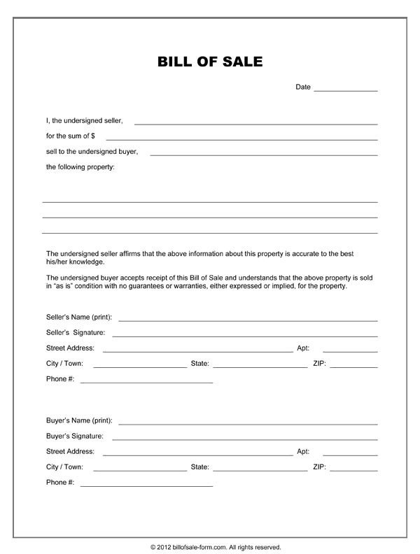 Equipment Bill Of Sale Template Free Printable Equipment Bill Sale Template form Generic