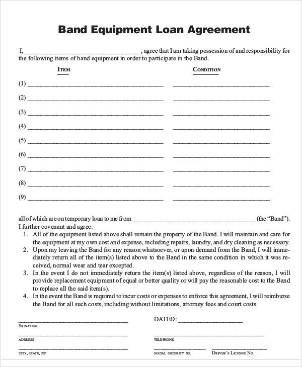 Equipment Loan Agreement Template 31 Loan Agreement Templates Word Pdf Pages