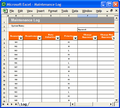 Equipment Maintenance Log Template Excel Maintenance Plan Template