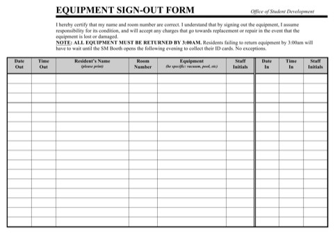 Equipment Sign Out Sheet Download Equipment Sign Out Sheet for Free formtemplate