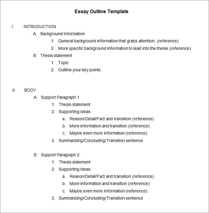 Essay Outline Template Word 21 Outline Templates Pdf Doc