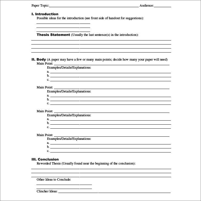 Essay Outline Template Word 21 Outline Templates Pdf Doc