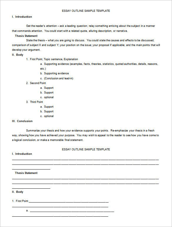 Essay Outline Template Word Essay Outline Template 9 Free Free Word Pdf format