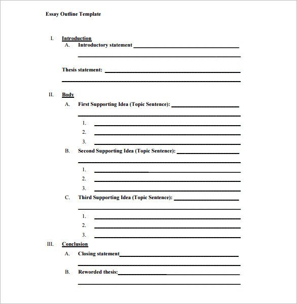 Essay Outline Template Word Essay Outline Template 9 Free Free Word Pdf format