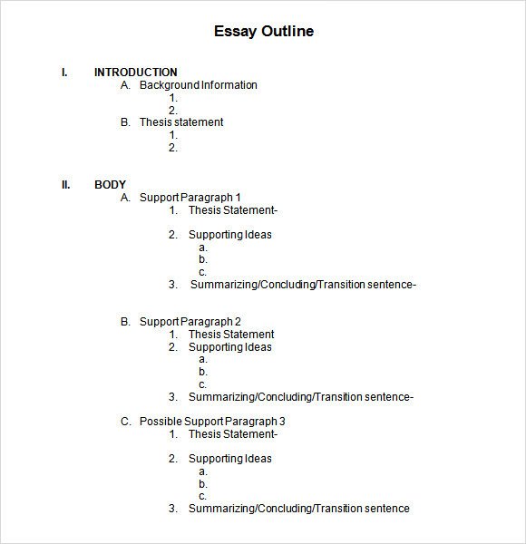 Essay Outline Template Word Sample Blank Outline Template 7 Free Documents In Pdf Doc