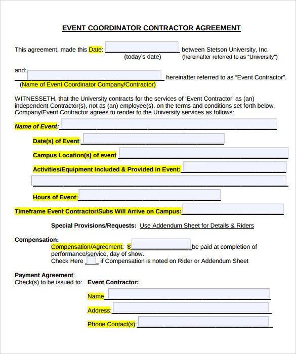 Event Planner Contract Template event Contract Template 25 Download Documents In Pdf