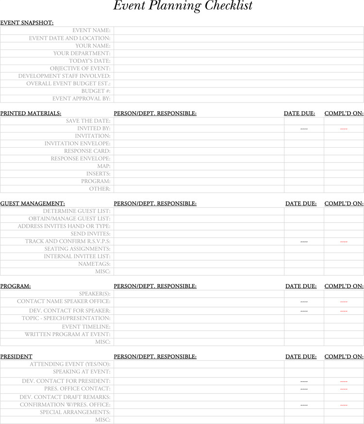 Event Planning Checklist Template Excel 10 event Planning Checklist Samples for Any Type Of event