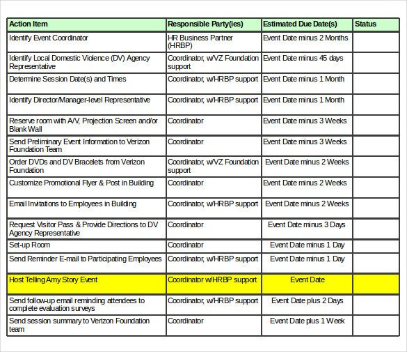 Event Planning Checklist Template Excel 12 event order Templates Pages Ms Word