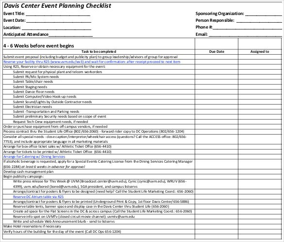 Event Planning Checklist Template Excel Documents and Pdf Templates