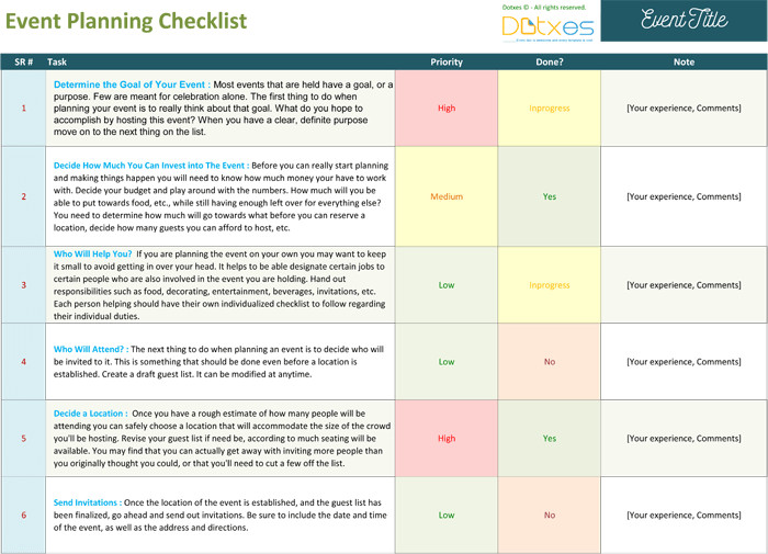 Event Planning Checklist Template Excel event Planning Checklist to Keep Your event Track