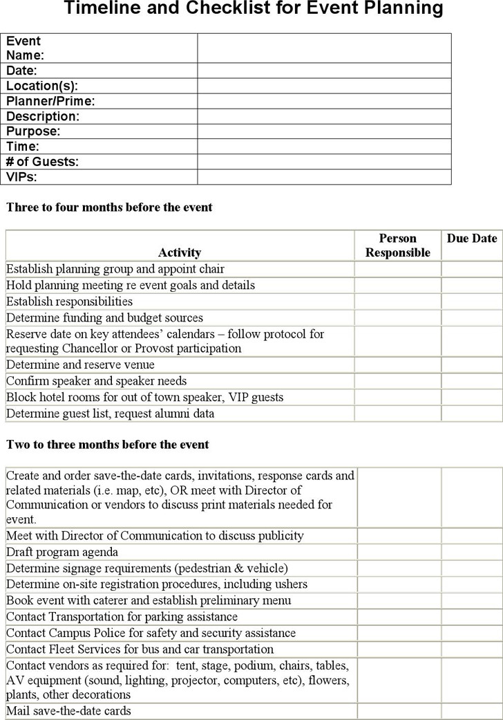 Event Planning Checklist Template Excel Timeline and Checklist for event Planning Biz