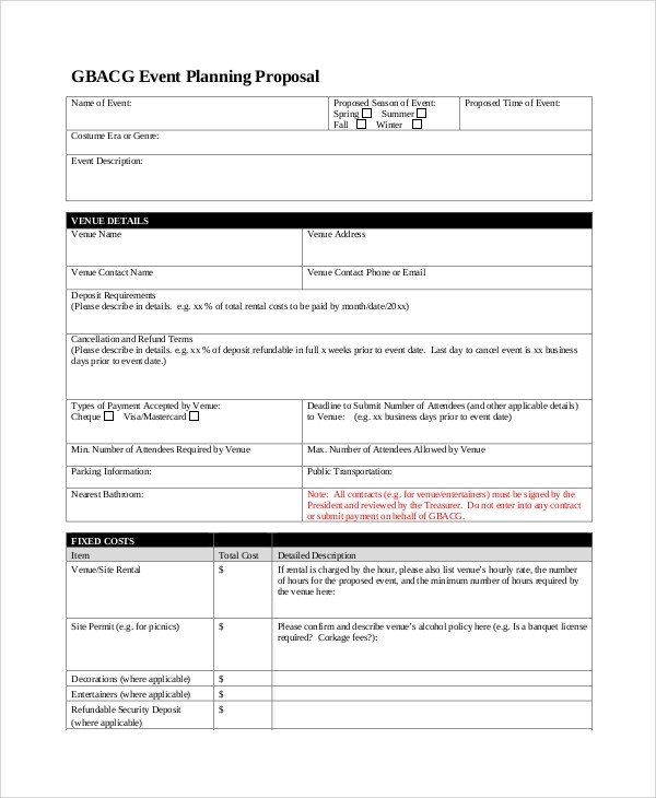 Event Planning Proposal Template Sample event Proposal 12 Documents In Word Pdf