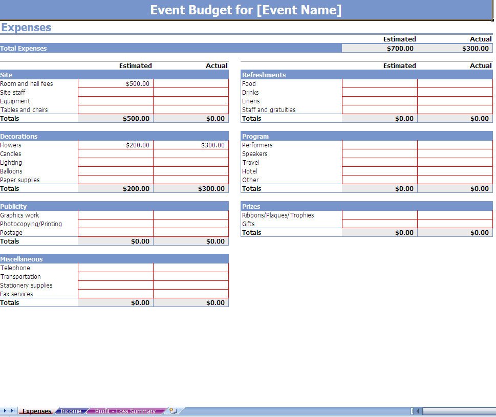Event Planning Template Excel event Bud Spreadsheet event Bud Ing