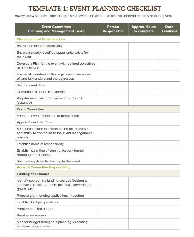 Event Planning Template Excel event Checklist Template Word Excel Pdf Documents