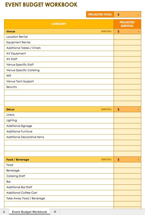 Event Planning Template Excel Free event Bud Templates Smartsheet
