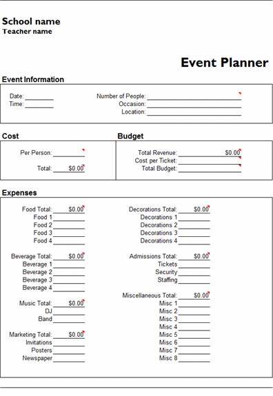Event Planning Template Excel Microsoft Excel event Planner Template