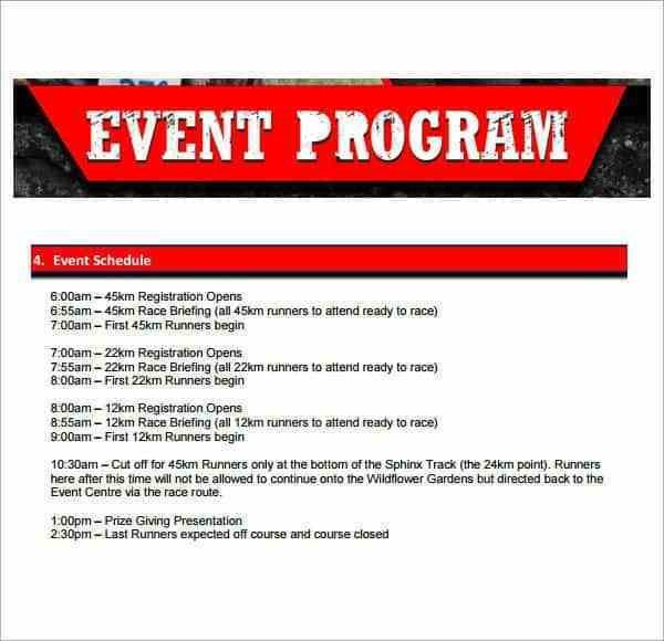 Event Program Template Word 10 event Program Templates Word Excel Pdf formats