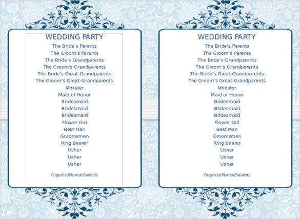 Event Program Template Word 8 Word Wedding Program Templates Free Download