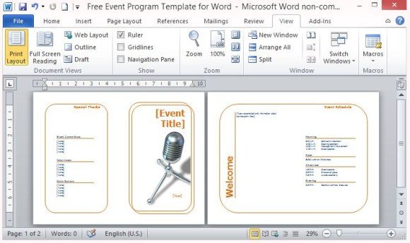 Event Program Template Word Free event Program Template for Word