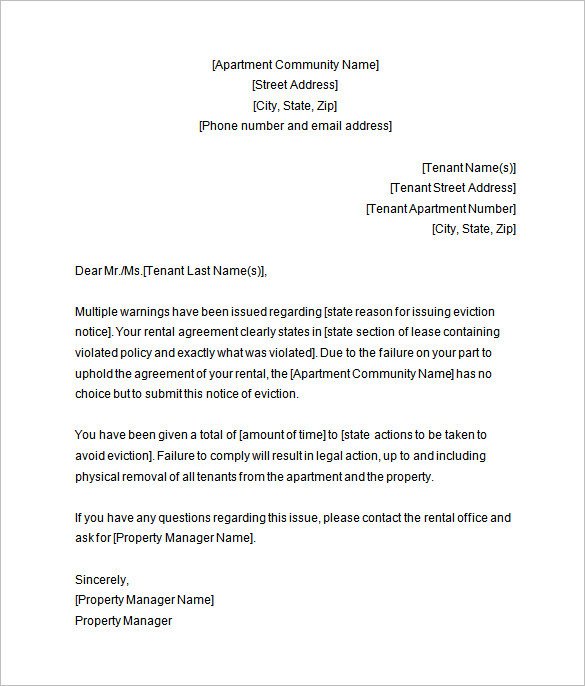 Eviction Notice Letter Template 38 Eviction Notice Templates Pdf Google Docs Ms Word