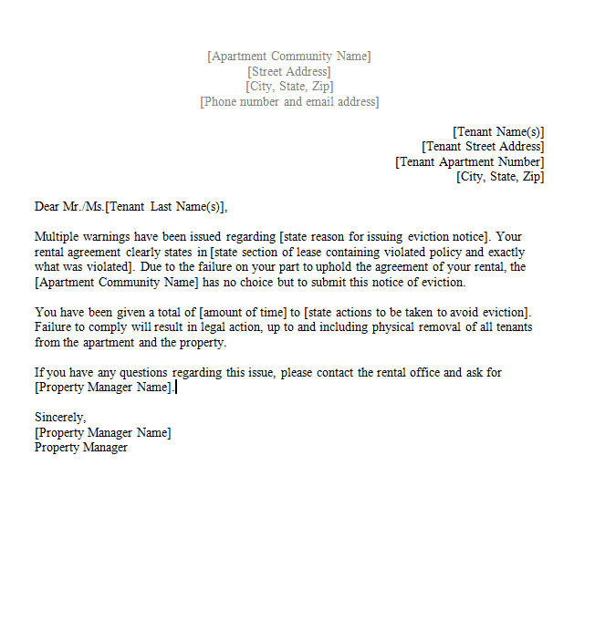 Eviction Notice Letter Template 45 Eviction Notice Templates & Lease Termination Letters