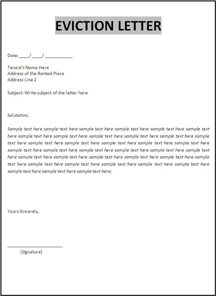 Eviction Notice Letter Template Eviction Letter Template