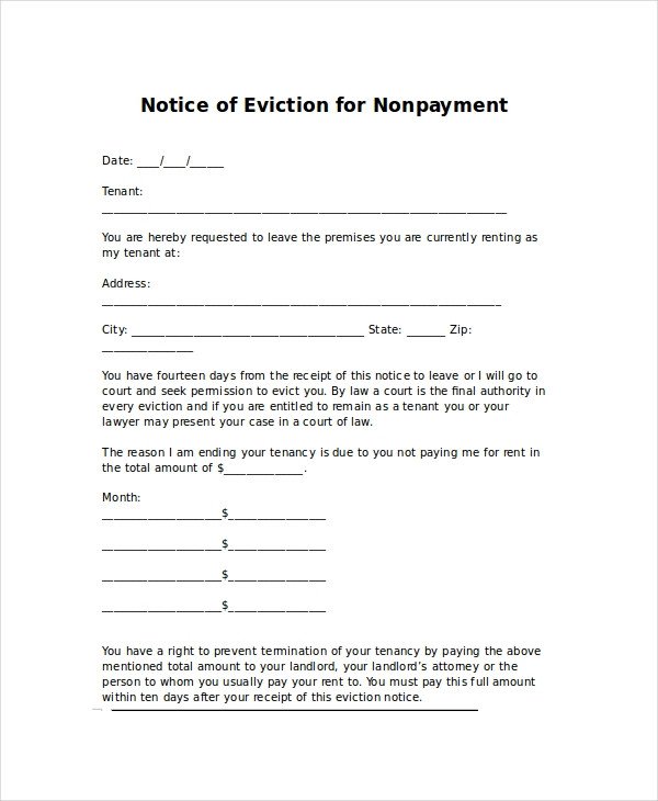 Eviction Notice Letter Template Eviction Letters 7 Free Pdf Word Documents Download