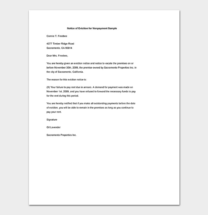 Eviction Notice Letter Template Eviction Notice 24 Sample Letters & Templates
