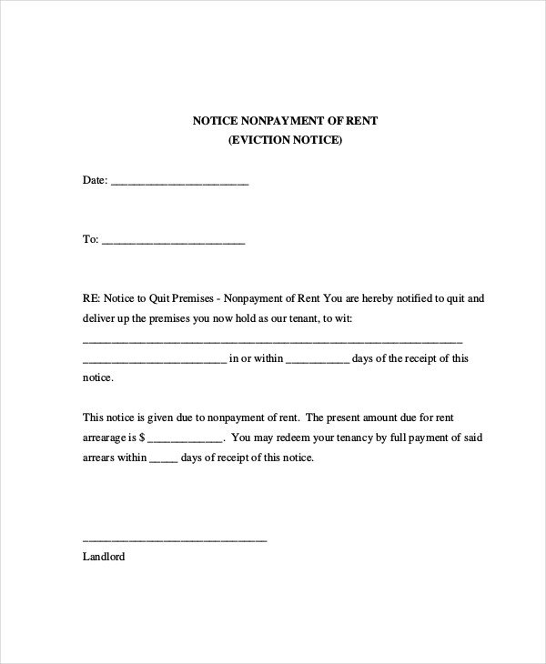 Eviction Notice Letter Template Sample Eviction Notice for Nonpayment Rent