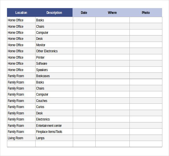 Example Of Inventory List 12 Home Inventory Templates – Free Sample Example