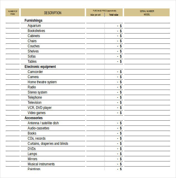 Example Of Inventory List 17 Inventory Checklist Templates Free Pdf Word format