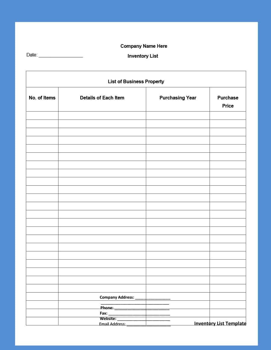 Example Of Inventory List 45 Printable Inventory List Templates [home Fice