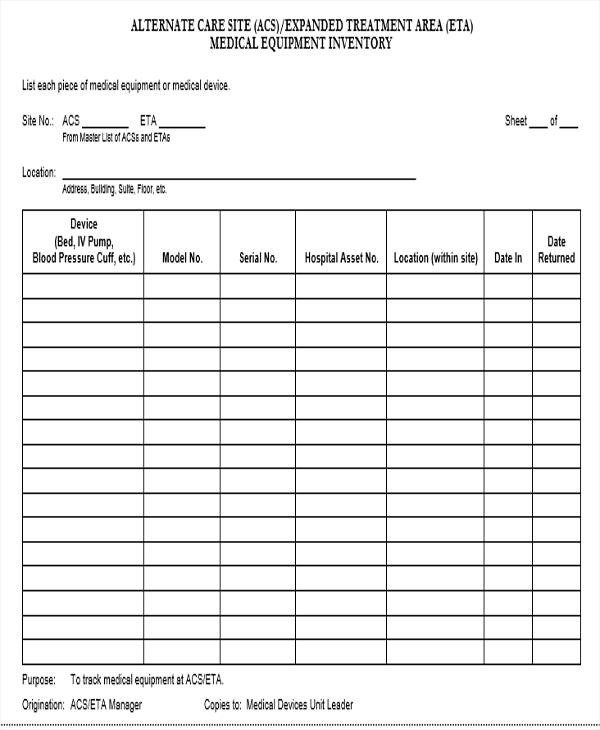 Example Of Inventory List 9 Equipment Inventory List Templates Free Samples