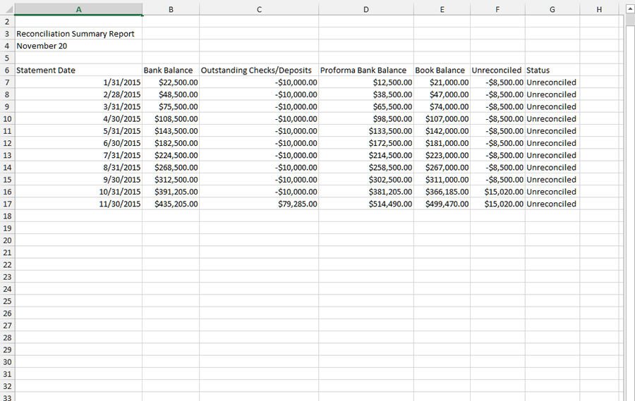 Excel Banking Spreadsheet Bank Reconciliation software