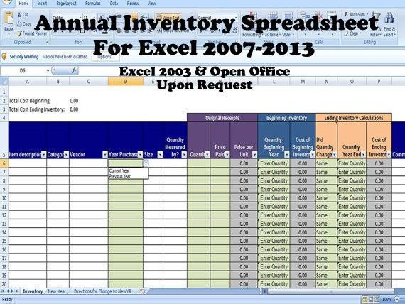 Excel Book Inventory Template Annual Inventory Spreadsheet Track Beginning and Ending