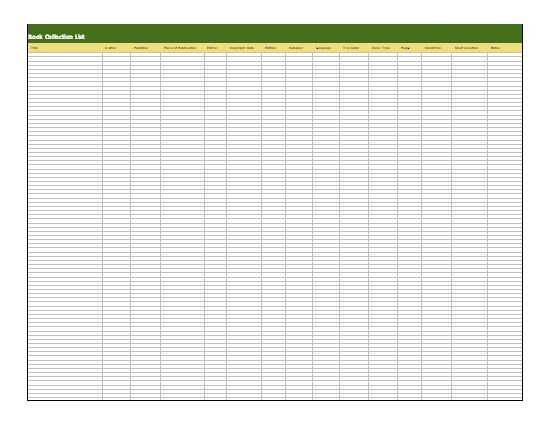Excel Book Inventory Template Book Collection List Excel Template Keep An Inventory