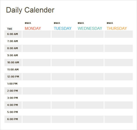 Excel Daily Planner Template Sample Weekly Calendar 16 Documents In Word Excel Pdf