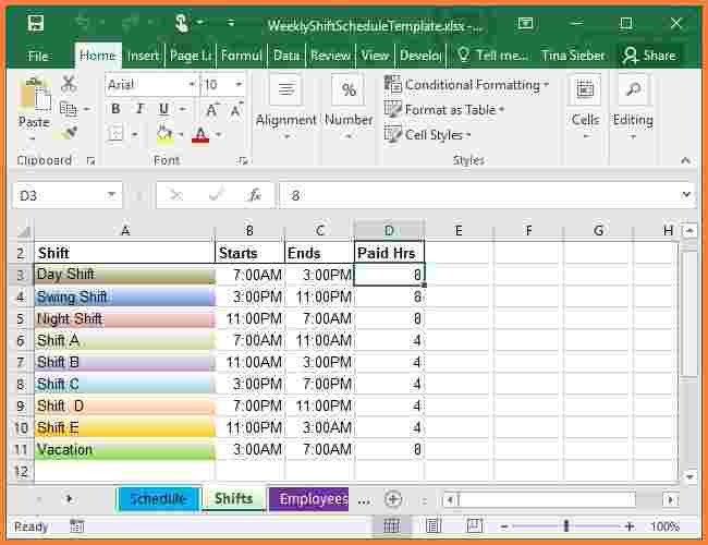 Excel Employee Schedule Template 4 Employee Schedule Excel Spreadsheet